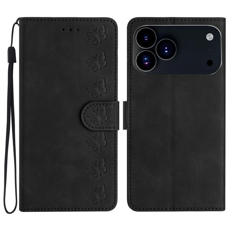 غطاء هاتف من الجلد بنقشة سبع فراشات بارزة، لهواتف iPhone 16e / 17e، iPhone 17 Pro Max، iPhone 17 Pro، iPhone 17، iPhone Air، iPhone 16 Pro Max، iPhone 16 Pro، iPhone 16 Plus