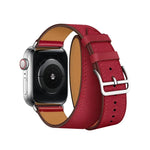 سوار ساعة بديل من الجلد بحلقة مزدوجة، لسلسلة Apple Watch 7 مقاس 41مم / 6 و SE و 5 و 4 مقاس 40مم / 3 و 2 و 1 مقاس 38مم، لسلسلة Apple Watch 7 مقاس 45مم / 6 و SE و 5 و 4 مقاس 44مم / 3 و 2 و 1 مقاس 42مم