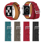 سوار ساعة بديل من الجلد بحلقة مزدوجة، لسلسلة Apple Watch 7 مقاس 41مم / 6 و SE و 5 و 4 مقاس 40مم / 3 و 2 و 1 مقاس 38مم، لسلسلة Apple Watch 7 مقاس 45مم / 6 و SE و 5 و 4 مقاس 44مم / 3 و 2 و 1 مقاس 42مم