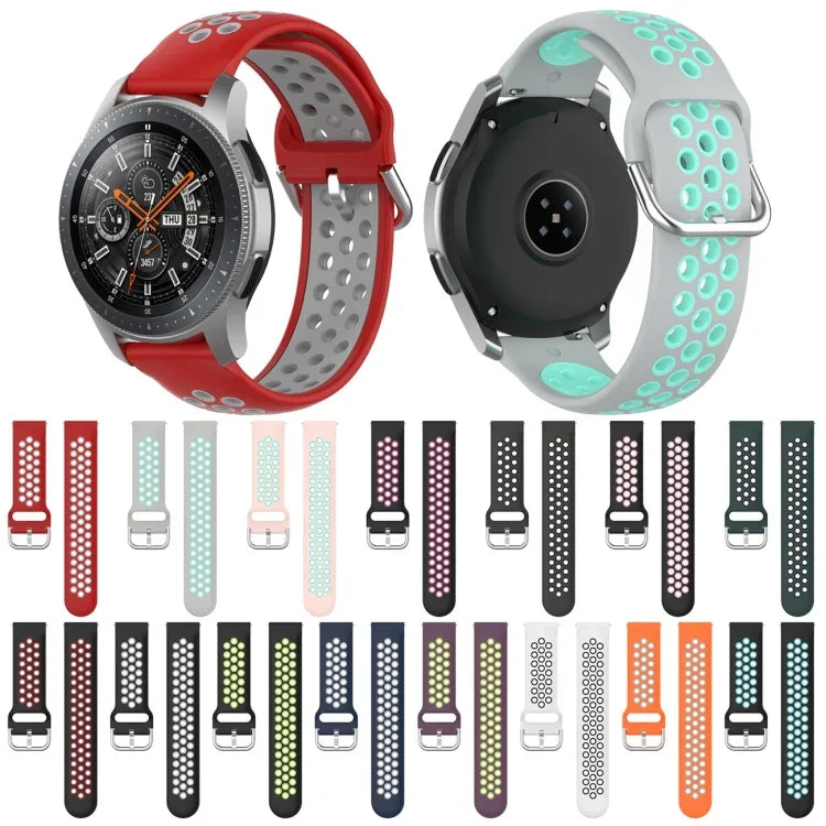 Universal Sports Two-tone Silicone Replacement Wrist Strap, For Samsung Galaxy Watch 46mm / Gear S3, For Huawei Watch GT2 / Honor Magic Watch 2 46mm