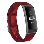 For Fitbit Charge 4 / Charge 3 / Charge 3 SE Stainless Steel Head Grain Nylon Denim Replacement Strap Watchband