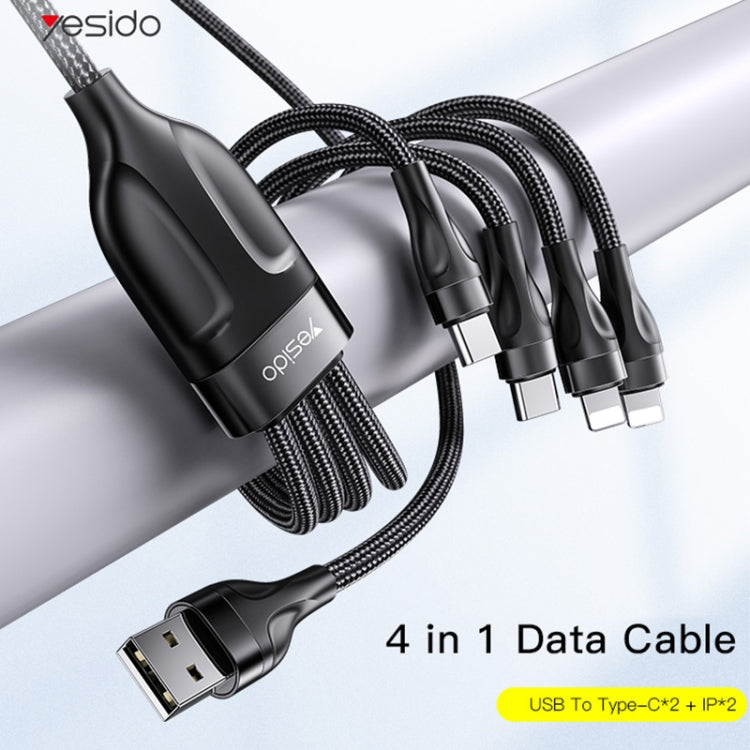 كابل شحن USB بطول 1.2م بقوة 4A إلى Type-C مزدوج + 8 بن مزدوج من YESIDO CA111