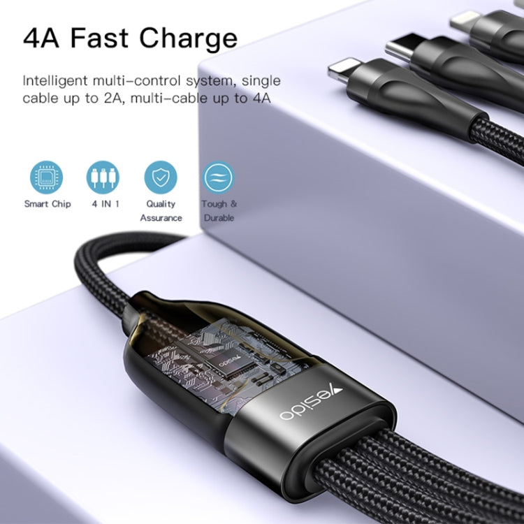 كابل شحن USB بطول 1.2م بقوة 4A إلى Type-C مزدوج + 8 بن مزدوج من YESIDO CA111