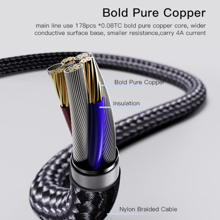 كابل شحن USB بطول 1.2م بقوة 4A إلى Type-C مزدوج + 8 بن مزدوج من YESIDO CA111