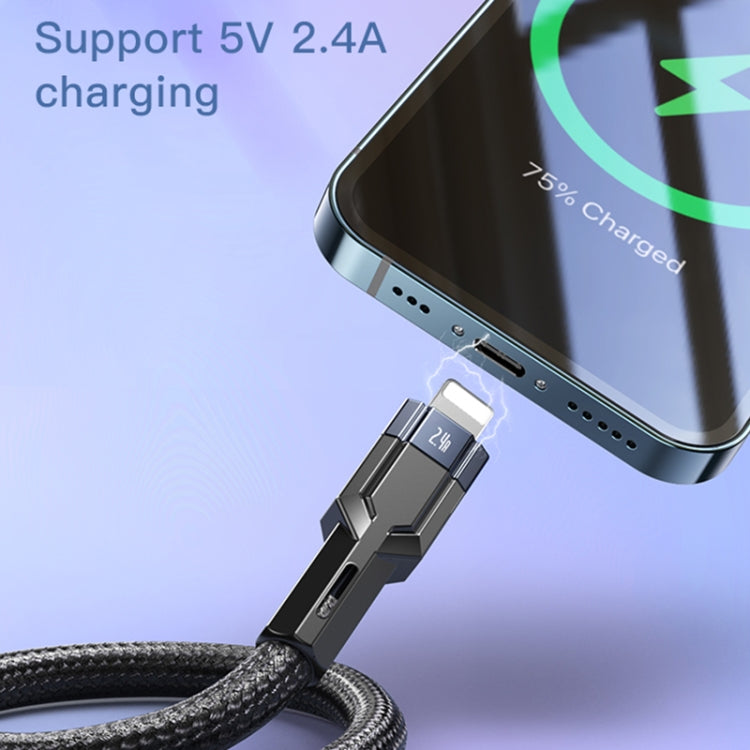 YESIDO CA107 1.2م 2.4A USB-C / Type-C إلى 8 دبابيس كابل بيانات شحن OD0.6، CA107