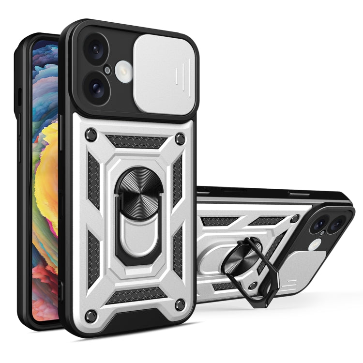 غطاء هاتف بتصميم غطاء كاميرا منزلق من TPU+PC، لهواتف iPhone 16 Pro، iPhone 16 Plus، iPhone 16، iPhone 15 Pro