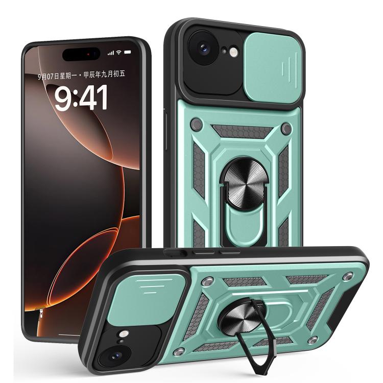 غطاء هاتف بتصميم غطاء كاميرا منزلق من TPU+PC، لهواتف iPhone 17e / 16e، iPhone 17 Pro Max، iPhone 17 Pro، iPhone 17، iPhone Air، iPhone 16 Pro Max