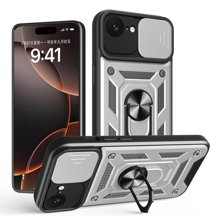 غطاء هاتف بتصميم غطاء كاميرا منزلق من TPU+PC، لهواتف iPhone 17e / 16e، iPhone 17 Pro Max، iPhone 17 Pro، iPhone 17، iPhone Air، iPhone 16 Pro Max