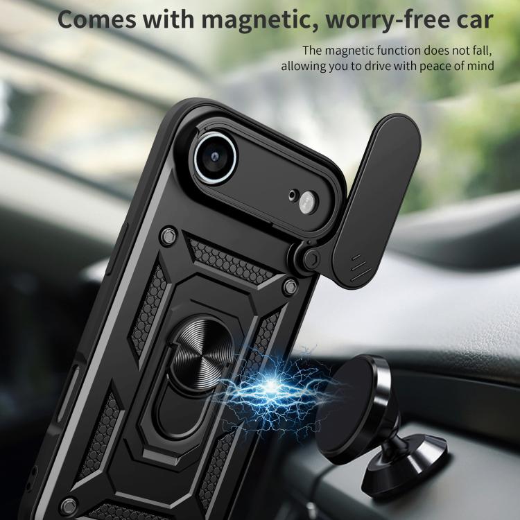 غطاء هاتف بتصميم غطاء كاميرا منزلق من TPU+PC، لهواتف iPhone 16 Pro، iPhone 16 Plus، iPhone 16، iPhone 15 Pro
