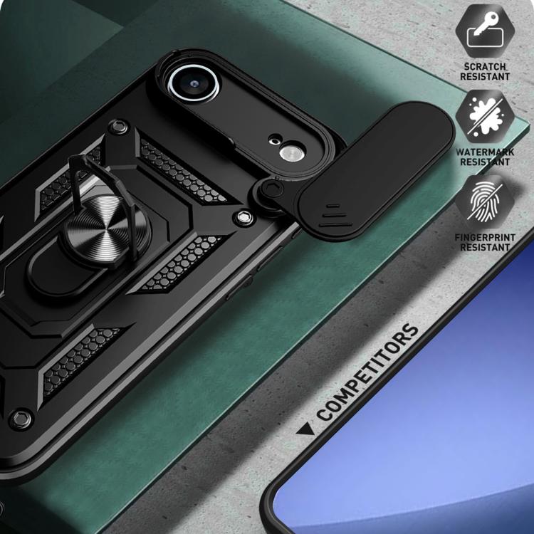 غطاء هاتف بتصميم غطاء كاميرا منزلق من TPU+PC، لهواتف iPhone 16 Pro، iPhone 16 Plus، iPhone 16، iPhone 15 Pro