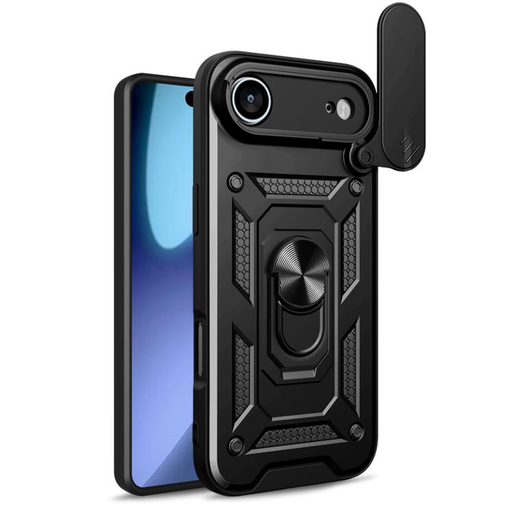 غطاء هاتف بتصميم غطاء كاميرا منزلق من TPU+PC، لهواتف iPhone 16 Pro، iPhone 16 Plus، iPhone 16، iPhone 15 Pro