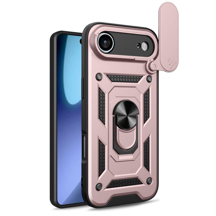 غطاء هاتف بتصميم غطاء كاميرا منزلق من TPU+PC، لهواتف iPhone 16 Pro، iPhone 16 Plus، iPhone 16، iPhone 15 Pro
