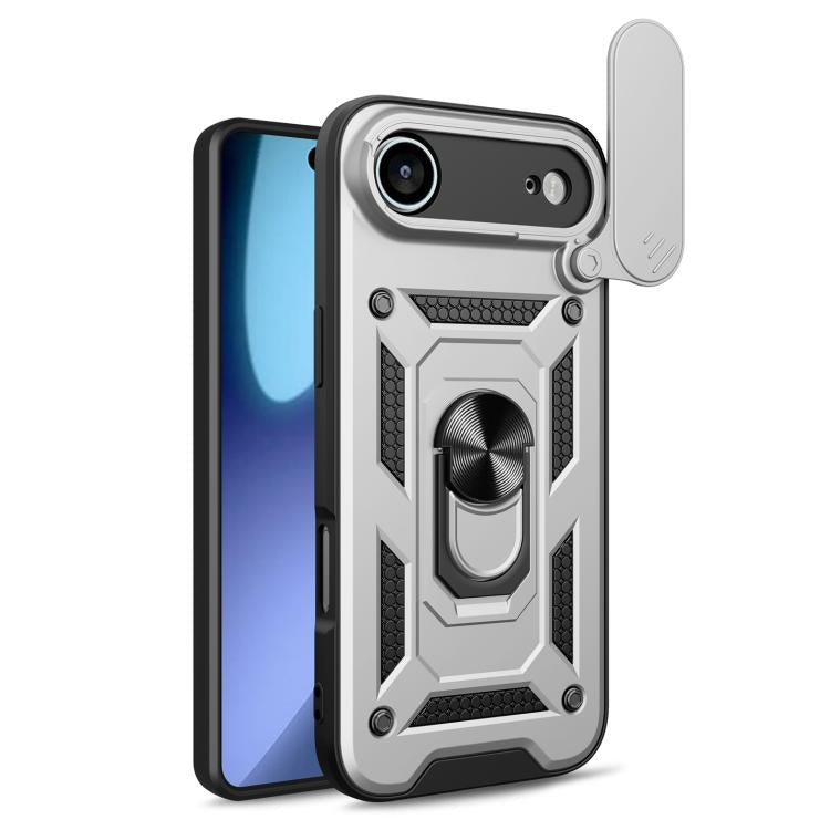 غطاء هاتف بتصميم غطاء كاميرا منزلق من TPU+PC، لهواتف iPhone 16 Pro، iPhone 16 Plus، iPhone 16، iPhone 15 Pro