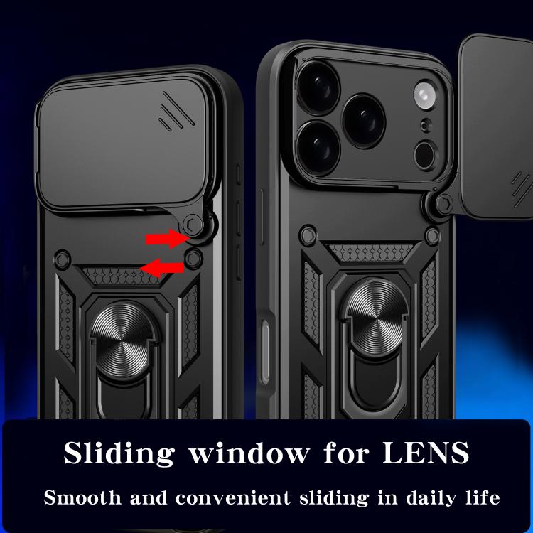 غطاء هاتف بتصميم غطاء كاميرا منزلق من TPU+PC، لهواتف iPhone 17e / 16e، iPhone 17 Pro Max، iPhone 17 Pro، iPhone 17، iPhone Air، iPhone 16 Pro Max