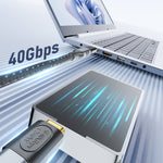 محول USB-C / Type-C أنثى إلى USB-C / Type-C ذكر بمنحنى متوسط بسرعة 40Gbps و240 واط، محول بمنحنى متوسط