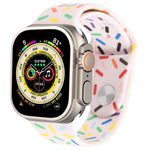 Rainbow Raindrops Silicone Watch Band, For Apple Watch SE 2023 44mm, For Apple Watch Ultra 49mm, For Apple Watch SE 2023 40mm, For Apple Watch 8 41mm