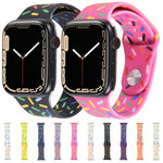 Rainbow Raindrops Silicone Watch Band, For Apple Watch SE 40mm, For Apple Watch SE 44mm, For Apple Watch 6 40mm, For Apple Watch 6 44mm