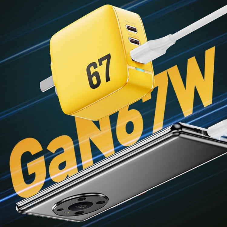 شاحن WK WP-U141 بقوة 67 واط USB + مزدوج USB-C / Type-C GaN، قابس الصين، قابس الولايات المتحدة، قابس الاتحاد الأوروبي، قابس المملكة المتحدة