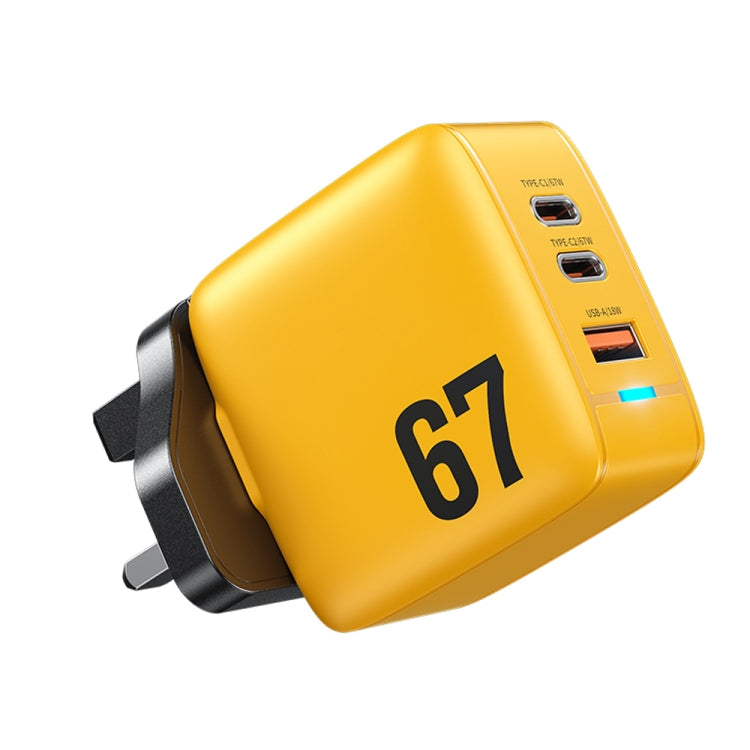 شاحن WK WP-U141 بقوة 67 واط USB + مزدوج USB-C / Type-C GaN، قابس الصين، قابس الولايات المتحدة، قابس الاتحاد الأوروبي، قابس المملكة المتحدة