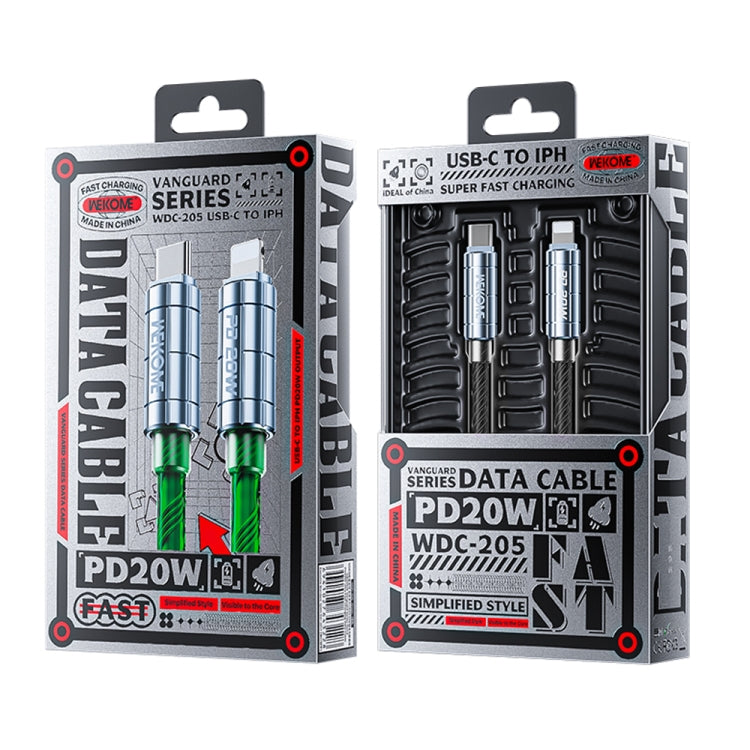 كابل بيانات شحن فائق السرعة WK WDC-205 PD 20 واط USB-C/Type-C إلى 8 دبابيس، الطول: 1 متر
