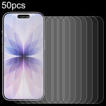 50 قطعة فيلم زجاج مقسى عالي الألمنيوم 0.26 مم 9H 2.5D، لهواتف iPhone 17 Pro Max، iPhone 17 Pro / 17، iPhone Air، iPhone 16 Pro Max، iPhone 16 Pro، iPhone 16 Plus، iPhone 16، iPhone 15 Plus / 15 Pro Max، iPhone 15 / 15 Pro