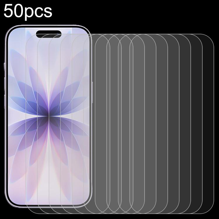 50 قطعة فيلم زجاج مقسى عالي الألمنيوم 0.26 مم 9H 2.5D، لهواتف iPhone 17 Pro Max، iPhone 17 Pro / 17، iPhone Air، iPhone 16 Pro Max، iPhone 16 Pro، iPhone 16 Plus، iPhone 16، iPhone 15 Plus / 15 Pro Max، iPhone 15 / 15 Pro