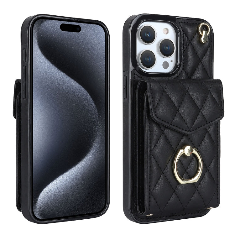 غطاء هاتف بحقيبة بطاقات بنقشة ماسية مع حبل طويل، لهواتف iPhone 17e / 16e، iPhone 17 Pro Max، iPhone 17 Pro، iPhone 17، iPhone Air، iPhone 15 Pro Max