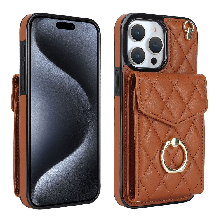 غطاء هاتف بحقيبة بطاقات بنقشة ماسية مع حبل طويل، لهواتف iPhone 17e / 16e، iPhone 17 Pro Max، iPhone 17 Pro، iPhone 17، iPhone Air، iPhone 15 Pro Max