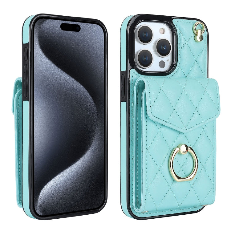 غطاء هاتف بحقيبة بطاقات بنقشة ماسية مع حبل طويل، لهواتف iPhone 15 Pro، iPhone 15 Plus، iPhone 15، iPhone 14 Plus، iPhone 14، iPhone 14 Pro
