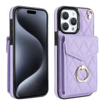 غطاء هاتف بحقيبة بطاقات بنقشة ماسية مع حبل طويل، لهواتف iPhone 15 Pro، iPhone 15 Plus، iPhone 15، iPhone 14 Plus، iPhone 14، iPhone 14 Pro
