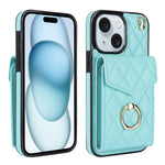 غطاء هاتف بحقيبة بطاقات بنقشة ماسية مع حبل طويل، لهواتف iPhone 15 Pro، iPhone 15 Plus، iPhone 15، iPhone 14 Plus، iPhone 14، iPhone 14 Pro