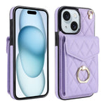 غطاء هاتف بحقيبة بطاقات بنقشة ماسية مع حبل طويل، لهواتف iPhone 15 Pro، iPhone 15 Plus، iPhone 15، iPhone 14 Plus، iPhone 14، iPhone 14 Pro