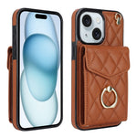 غطاء هاتف بحقيبة بطاقات بنقشة ماسية مع حبل طويل، لهواتف iPhone 15 Pro، iPhone 15 Plus، iPhone 15، iPhone 14 Plus، iPhone 14، iPhone 14 Pro
