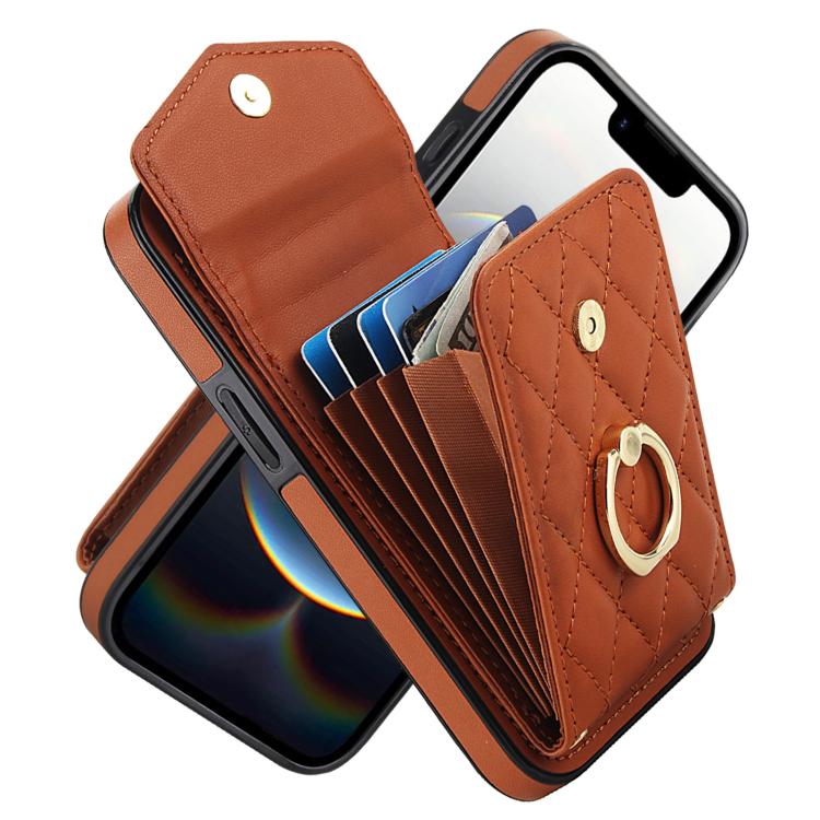 غطاء هاتف بحقيبة بطاقات بنقشة ماسية مع حبل طويل، لهواتف iPhone 17e / 16e، iPhone 17 Pro Max، iPhone 17 Pro، iPhone 17، iPhone Air، iPhone 15 Pro Max