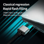 كابل شحن مغناطيسي 140 واط Type-C إلى Magsafe 3، فضي، أزرق