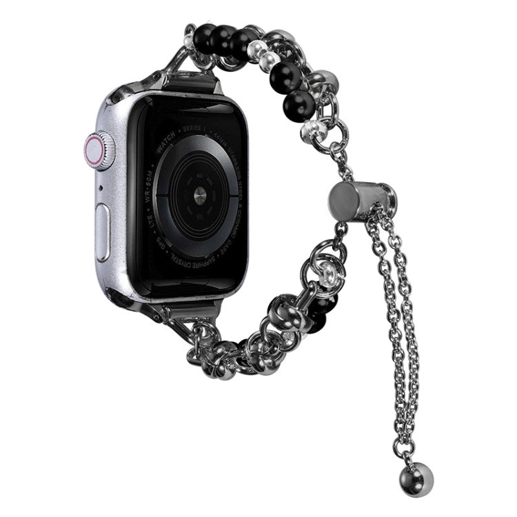 سوار ساعة معدني مزين باللؤلؤ، لساعات Apple Watch مقاس 42 مم، 38 مم