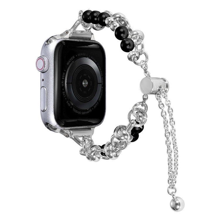 سوار ساعة معدني مزين باللؤلؤ، لساعات Apple Watch مقاس 42 مم، 38 مم