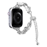 سوار ساعة معدني مزين باللؤلؤ، لساعات Apple Watch مقاس 42 مم، 38 مم