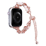 سوار ساعة معدني مزين باللؤلؤ، لساعات Apple Watch مقاس 42 مم، 38 مم