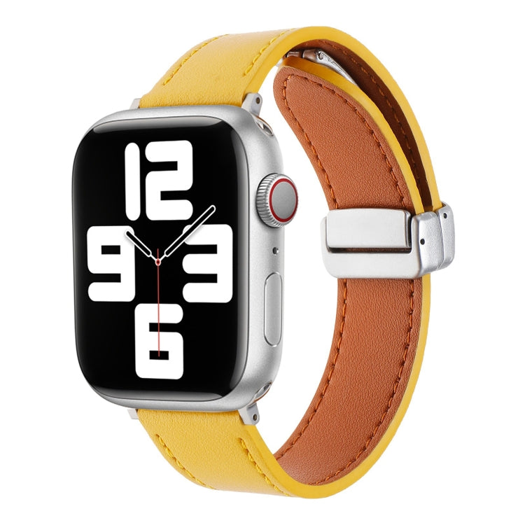 سوار ساعة من الجلد ملمس بشرة مع إبزيم مغناطيسي، لساعات أبل سيريس 6 مقاس 40 مم، سيريس 6 مقاس 44 مم، سيريس 5 مقاس 44 مم، سيريس 5 مقاس 40 مم، سيريس 4 مقاس 44 مم، أبل 42 مم