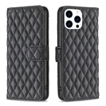 غطاء هاتف محفظة قابلة للطي من الجلد بنقشة شبكة الماس، لهواتف iPhone 17e / 16e، iPhone 17 Pro Max، iPhone 17 Pro، iPhone 17، iPhone Air، iPhone 16 Pro Max، iPhone 16 Pro، iPhone 16 Plus