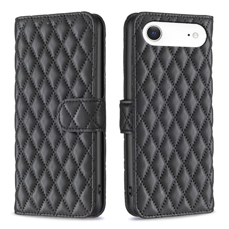 غطاء هاتف محفظة قابلة للطي من الجلد بنقشة شبكة الماس، لهواتف iPhone 17e / 16e، iPhone 17 Pro Max، iPhone 17 Pro، iPhone 17، iPhone Air، iPhone 16 Pro Max، iPhone 16 Pro، iPhone 16 Plus