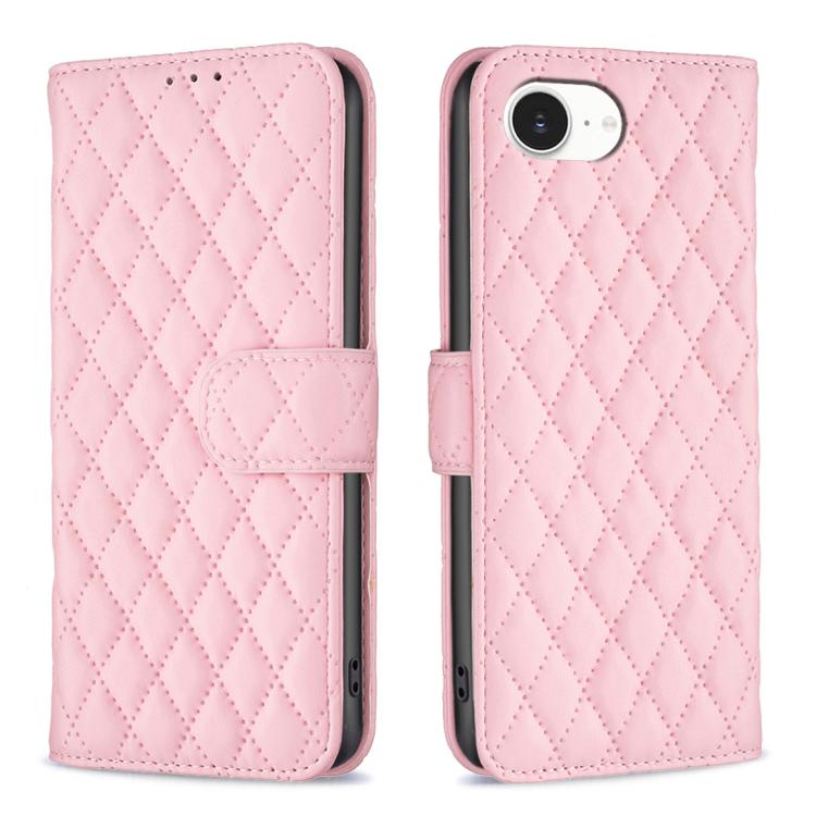 غطاء هاتف محفظة قابلة للطي من الجلد بنقشة شبكة الماس، لهواتف iPhone 17e / 16e، iPhone 17 Pro Max، iPhone 17 Pro، iPhone 17، iPhone Air، iPhone 16 Pro Max، iPhone 16 Pro، iPhone 16 Plus