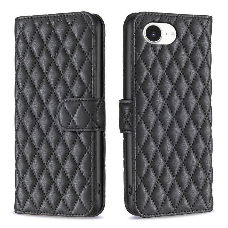 غطاء هاتف محفظة قابلة للطي من الجلد بنقشة شبكة الماس، لهواتف iPhone 17e / 16e، iPhone 17 Pro Max، iPhone 17 Pro، iPhone 17، iPhone Air، iPhone 16 Pro Max، iPhone 16 Pro، iPhone 16 Plus
