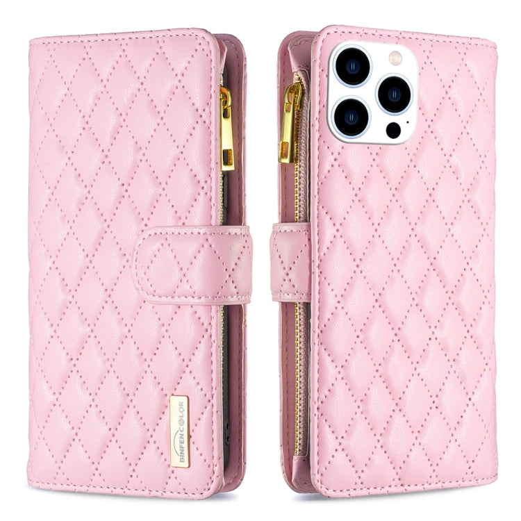 غطاء هاتف محفظة قابلة للطي بسحاب من الجلد بنقشة شبكة الماس، لهواتف iPhone 17 Pro Max، iPhone 17 Pro، iPhone 17، iPhone Air، iPhone 16 Pro Max، iPhone 16 Pro، iPhone 16 Plus، iPhone 16
