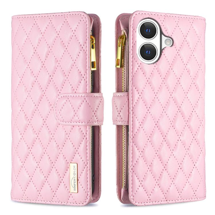 غطاء هاتف محفظة قابلة للطي بسحاب من الجلد بنقشة شبكة الماس، لهواتف iPhone 17 Pro Max، iPhone 17 Pro، iPhone 17، iPhone Air، iPhone 16 Pro Max، iPhone 16 Pro، iPhone 16 Plus، iPhone 16