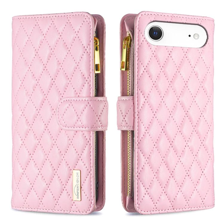 غطاء هاتف محفظة قابلة للطي بسحاب من الجلد بنقشة شبكة الماس، لهواتف iPhone 17 Pro Max، iPhone 17 Pro، iPhone 17، iPhone Air، iPhone 16 Pro Max، iPhone 16 Pro، iPhone 16 Plus، iPhone 16