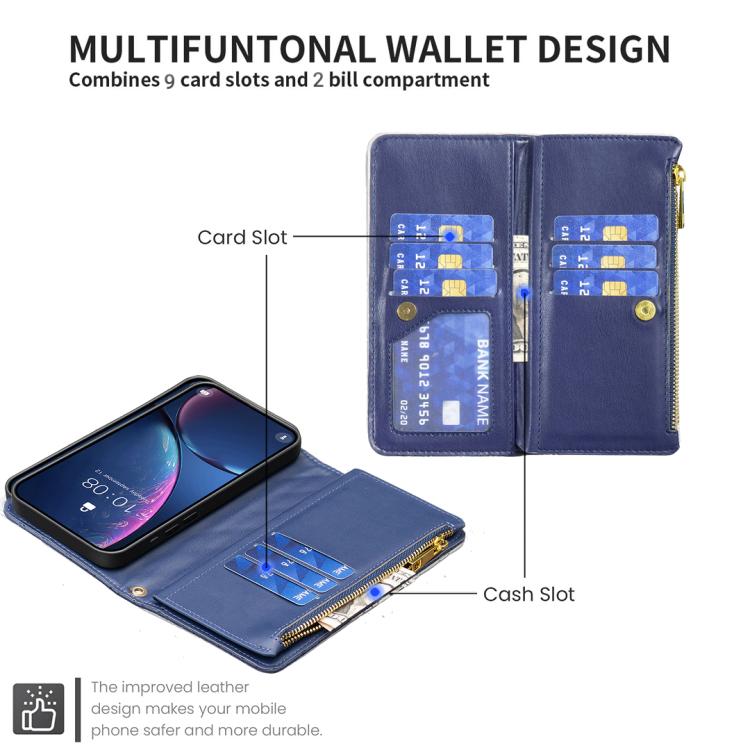 غطاء هاتف محفظة قابلة للطي بسحاب من الجلد بنقشة شبكة الماس، لهواتف iPhone 17 Pro Max، iPhone 17 Pro، iPhone 17، iPhone Air، iPhone 16 Pro Max، iPhone 16 Pro، iPhone 16 Plus، iPhone 16