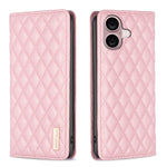 غطاء هاتف قابل للطي من الجلد المغناطيسي بنقشة شبكة الماس، لهواتف iPhone 17 Pro Max، iPhone 17 Pro، iPhone 17، iPhone Air، iPhone 16 Pro Max، iPhone 16 Pro، iPhone 16 Plus، iPhone 16