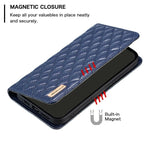 غطاء هاتف قابل للطي من الجلد المغناطيسي بنقشة شبكة الماس، لهواتف iPhone 17 Pro Max، iPhone 17 Pro، iPhone 17، iPhone Air، iPhone 16 Pro Max، iPhone 16 Pro، iPhone 16 Plus، iPhone 16